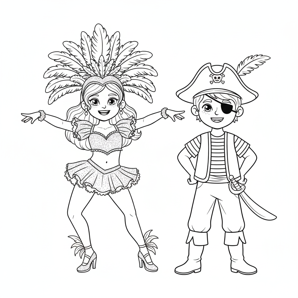 Desenho colorir Carnaval