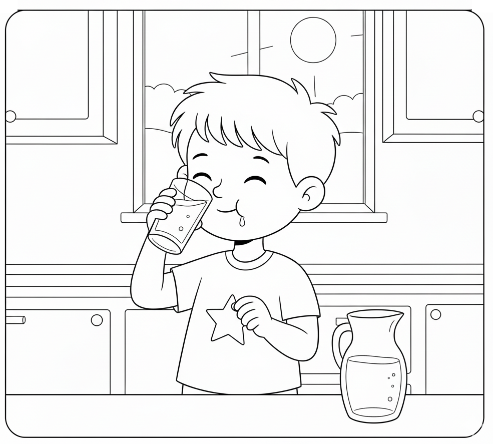 Menino bebendo água