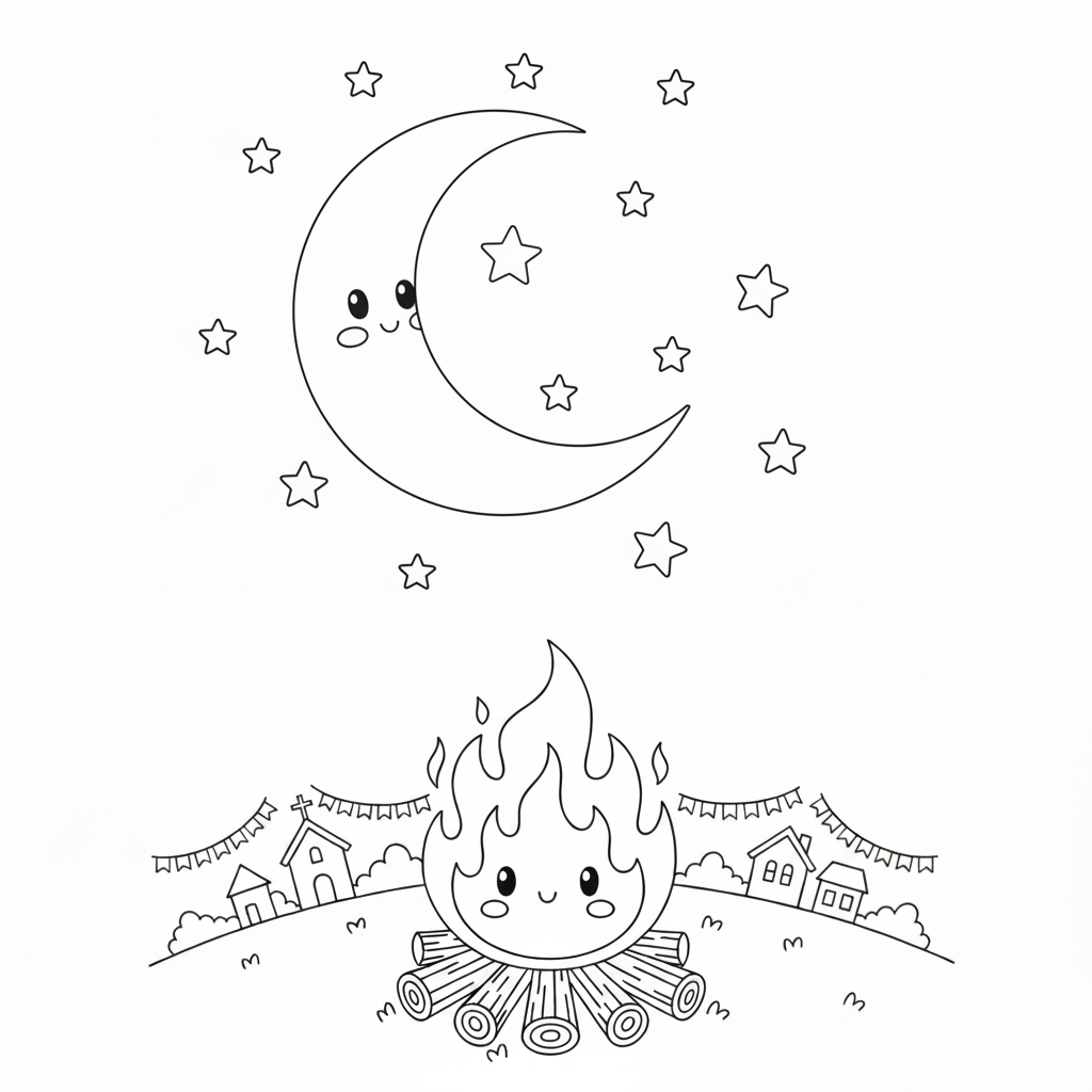 desenho de colorir fogueira festa junina